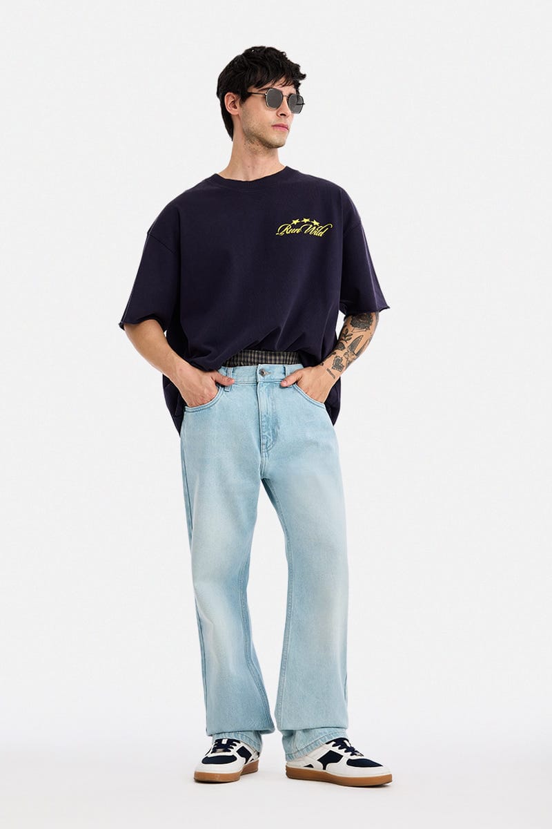 Sraight Fit Washed Jeans